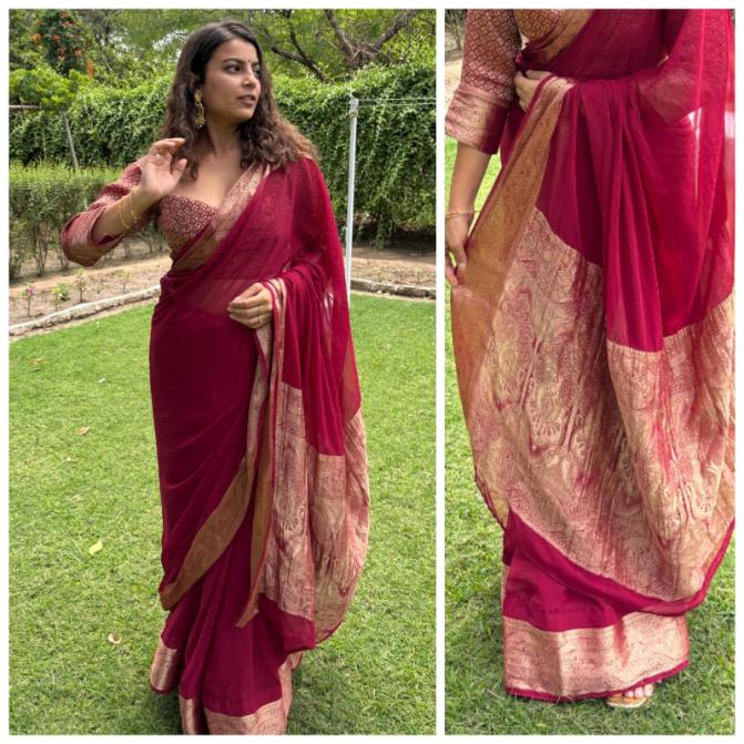 Taniya Banarsi Crepe Saree - Image 3