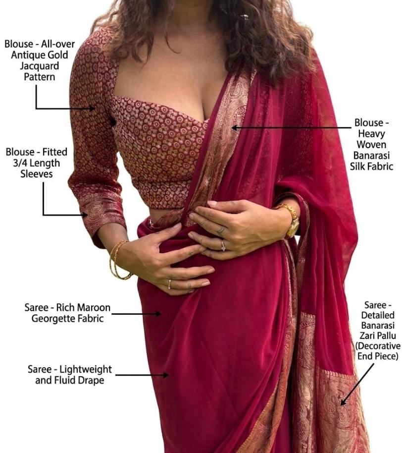 Taniya Banarsi Crepe Saree - Image 6