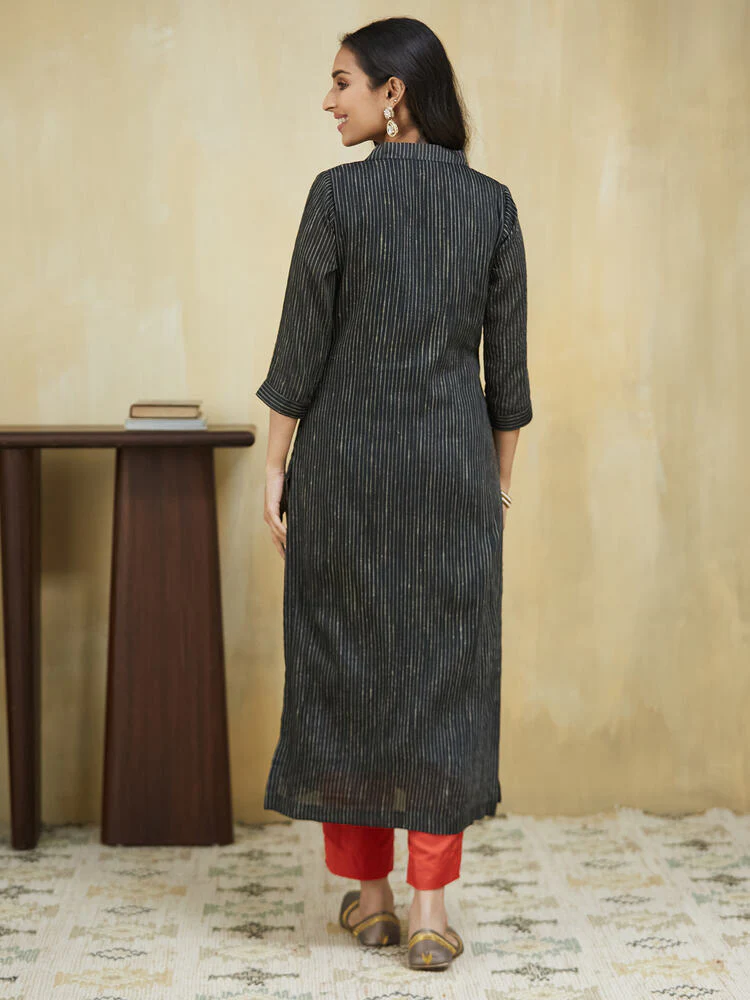 Black Berry Cotton Unstitched Suit Set - Image 3