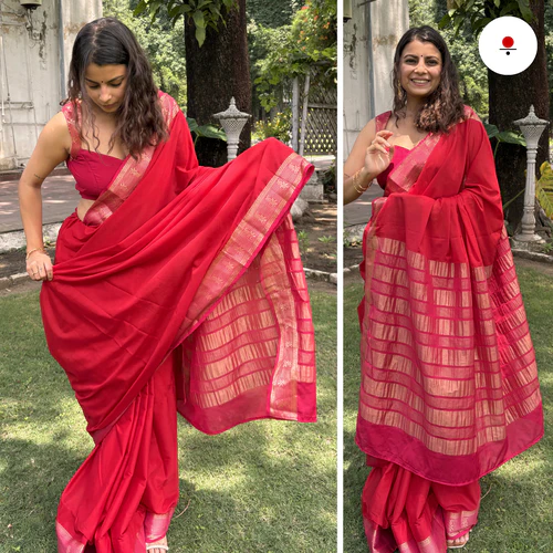 Candy Pop Banarsi Crepe Saree