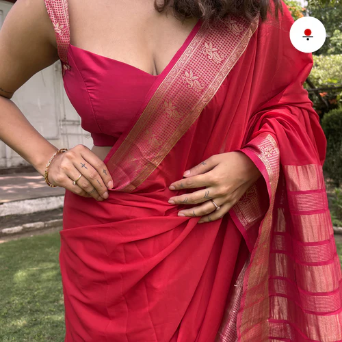 Candy Pop Banarsi Crepe Saree - Image 2