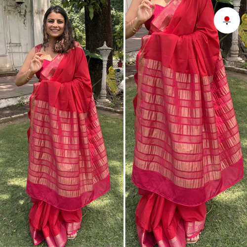 Candy Pop Banarsi Crepe Saree - Image 3