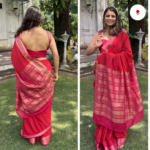 Candy Pop Banarsi Crepe Saree - Image 4