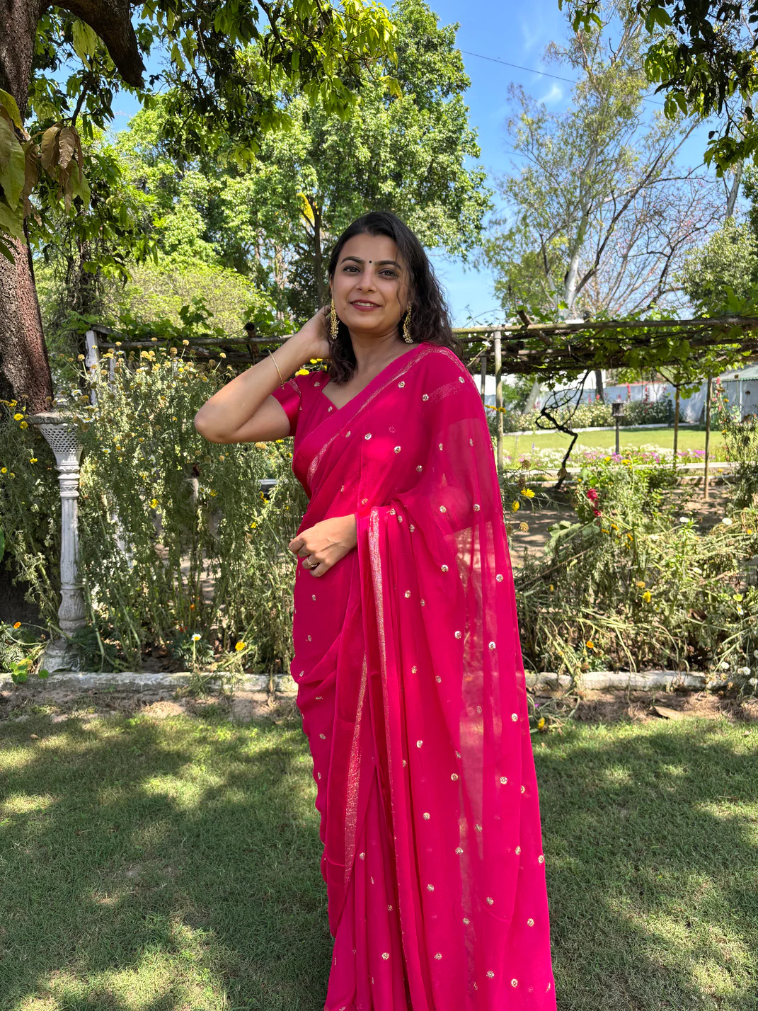 PinkGlam Georgette Saree - Image 4