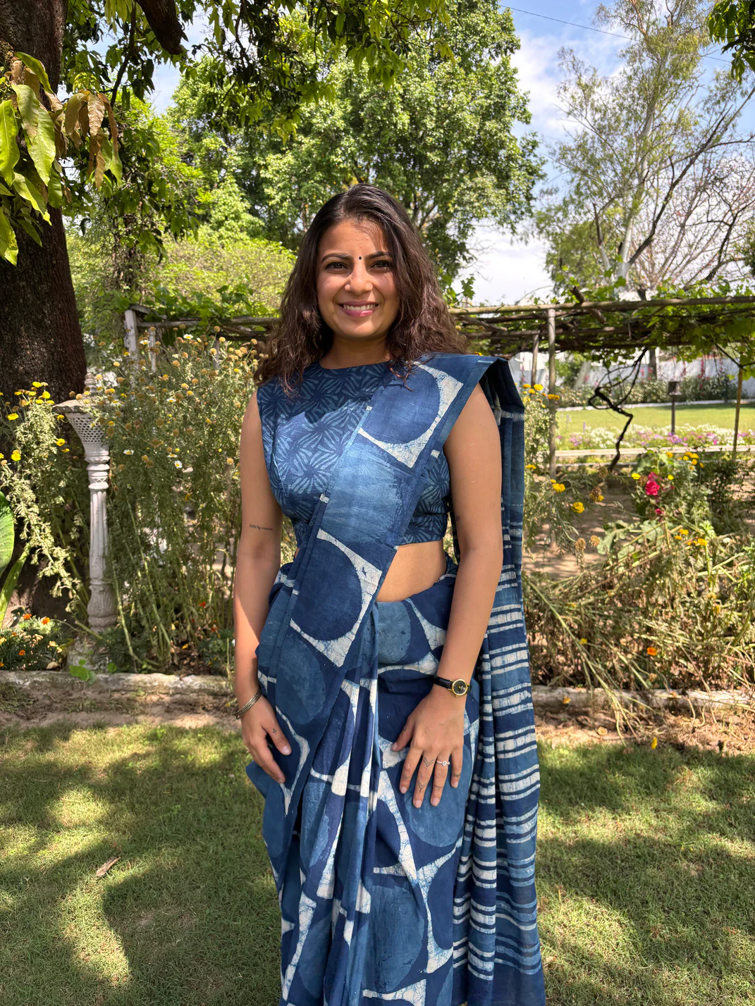 Emma Polka Cotton Saree - Image 4