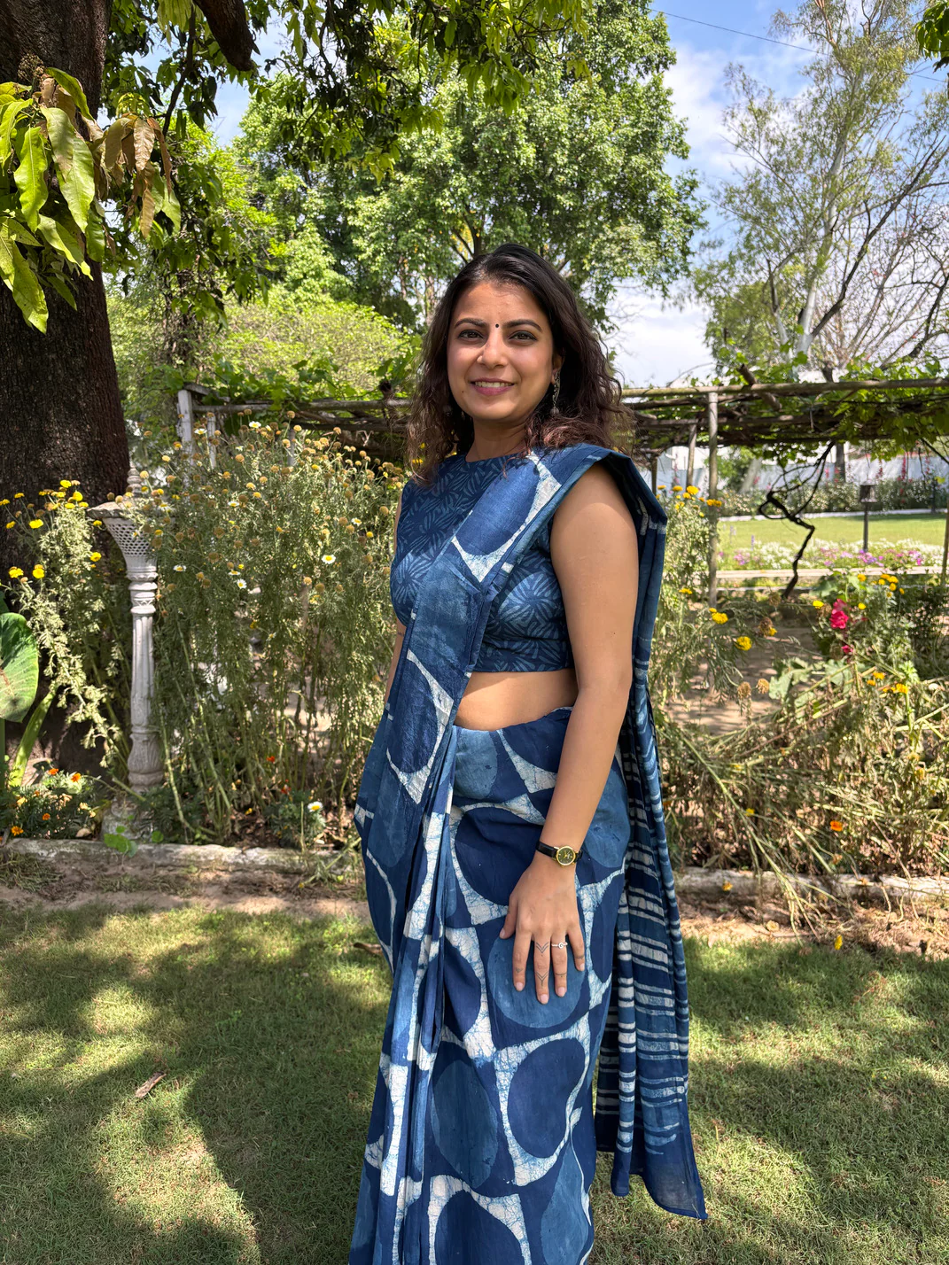 Emma Polka Cotton Saree - Image 5