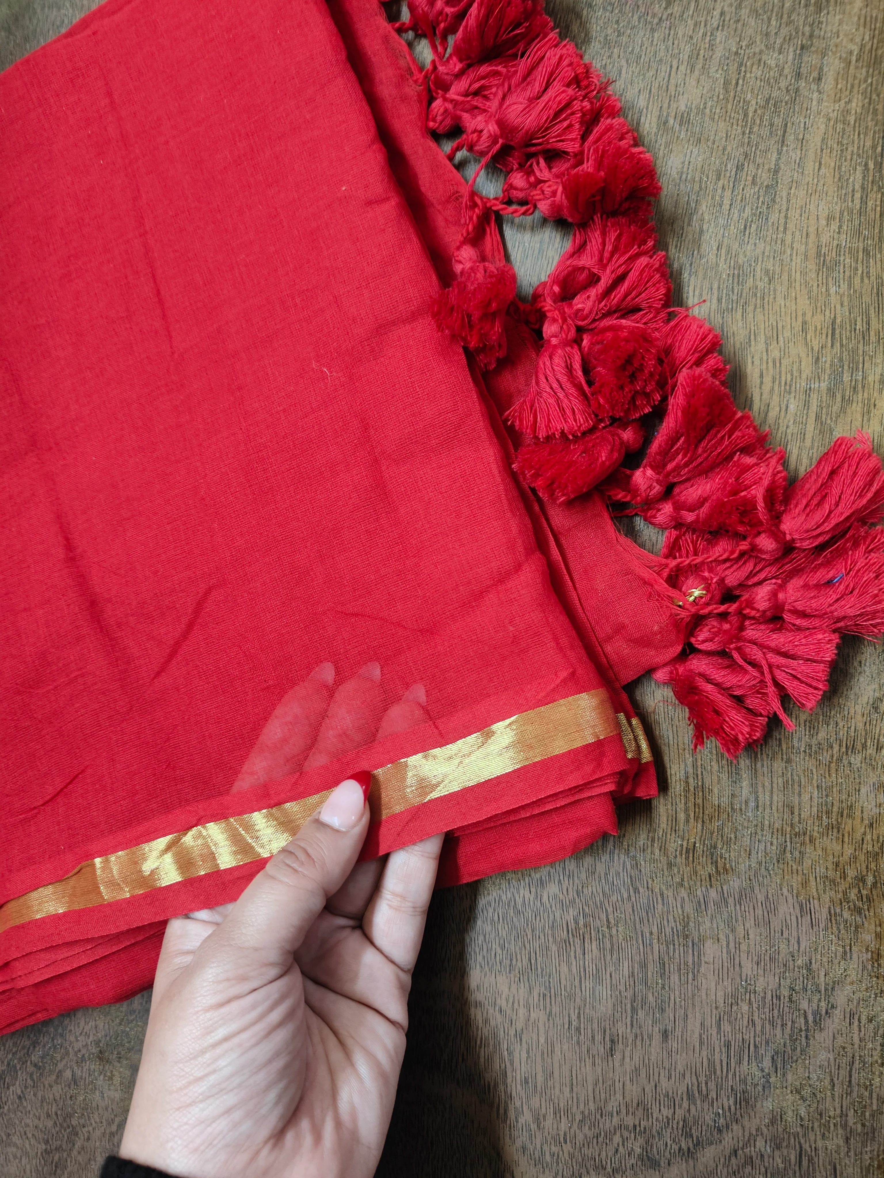 Fierce Red Love Muk Saree - Image 2
