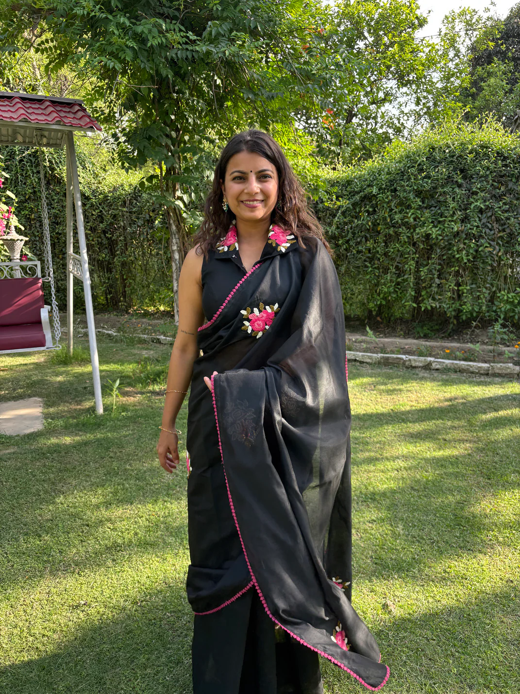 Floral Pink Mystery Kota Saree - Image 5