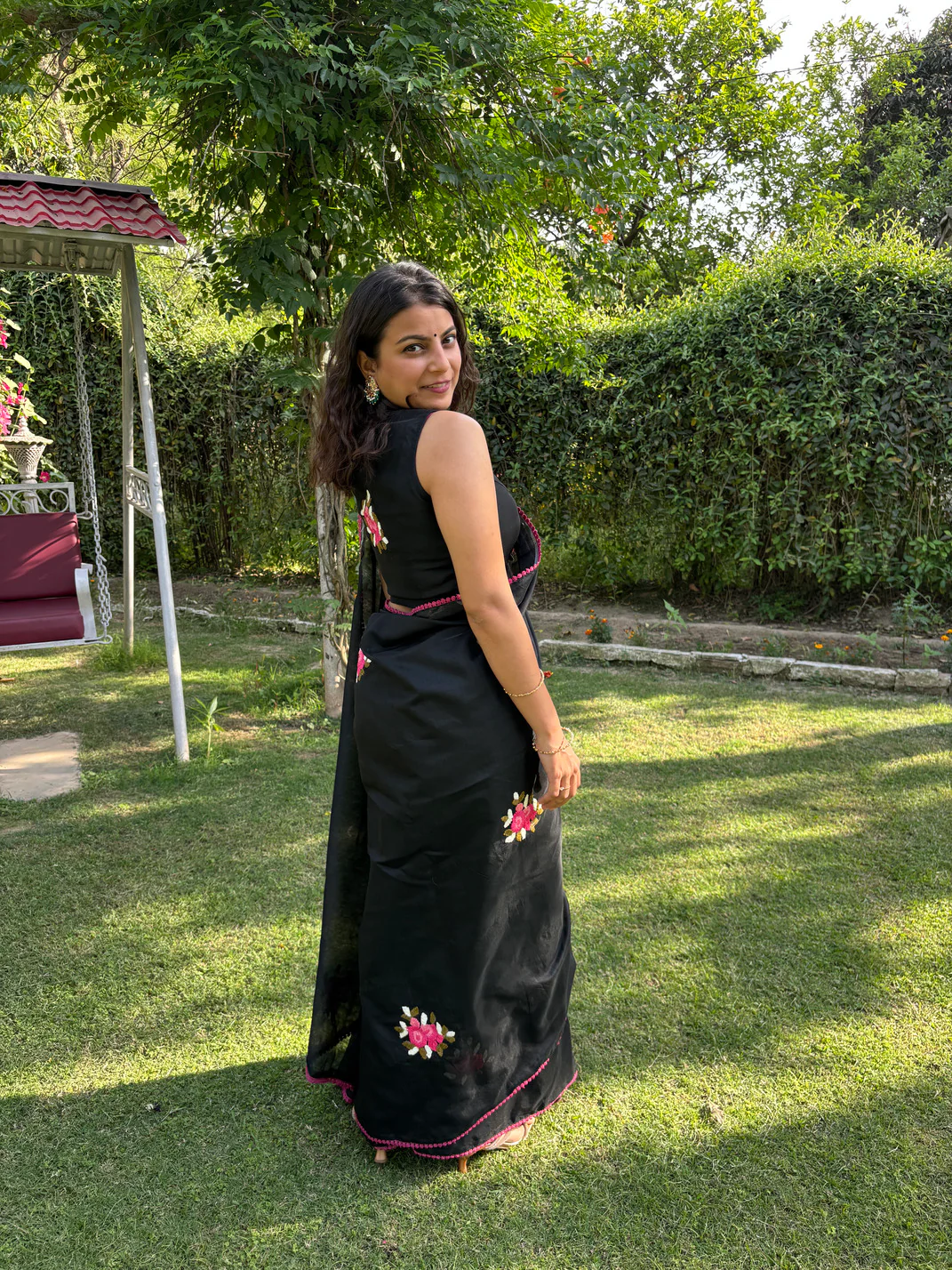 Floral Pink Mystery Kota Saree - Image 6
