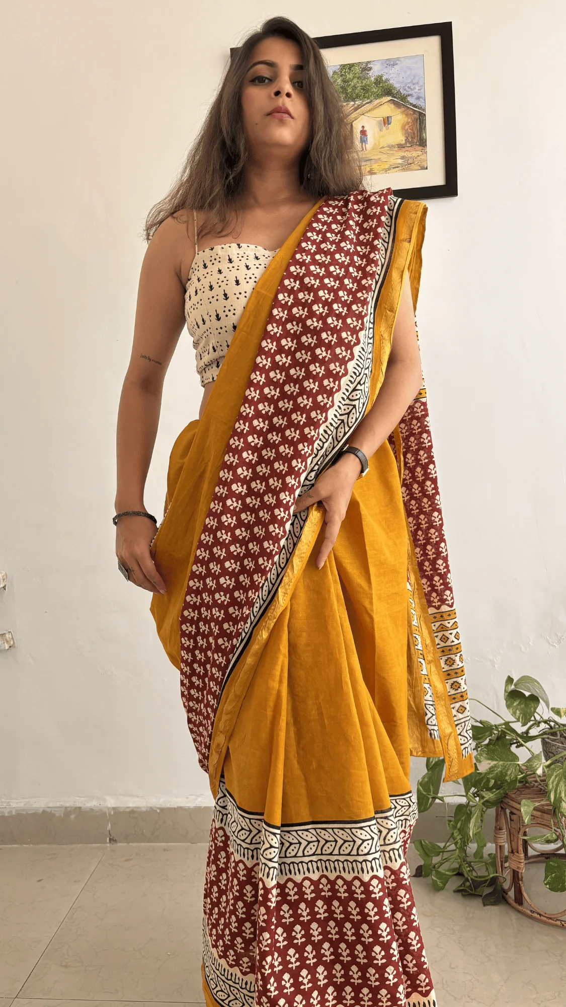 Ginni Cotton Zari Saree - Image 2