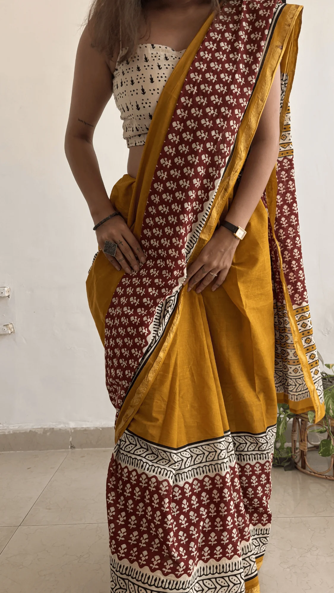 Ginni Cotton Zari Saree - Image 4