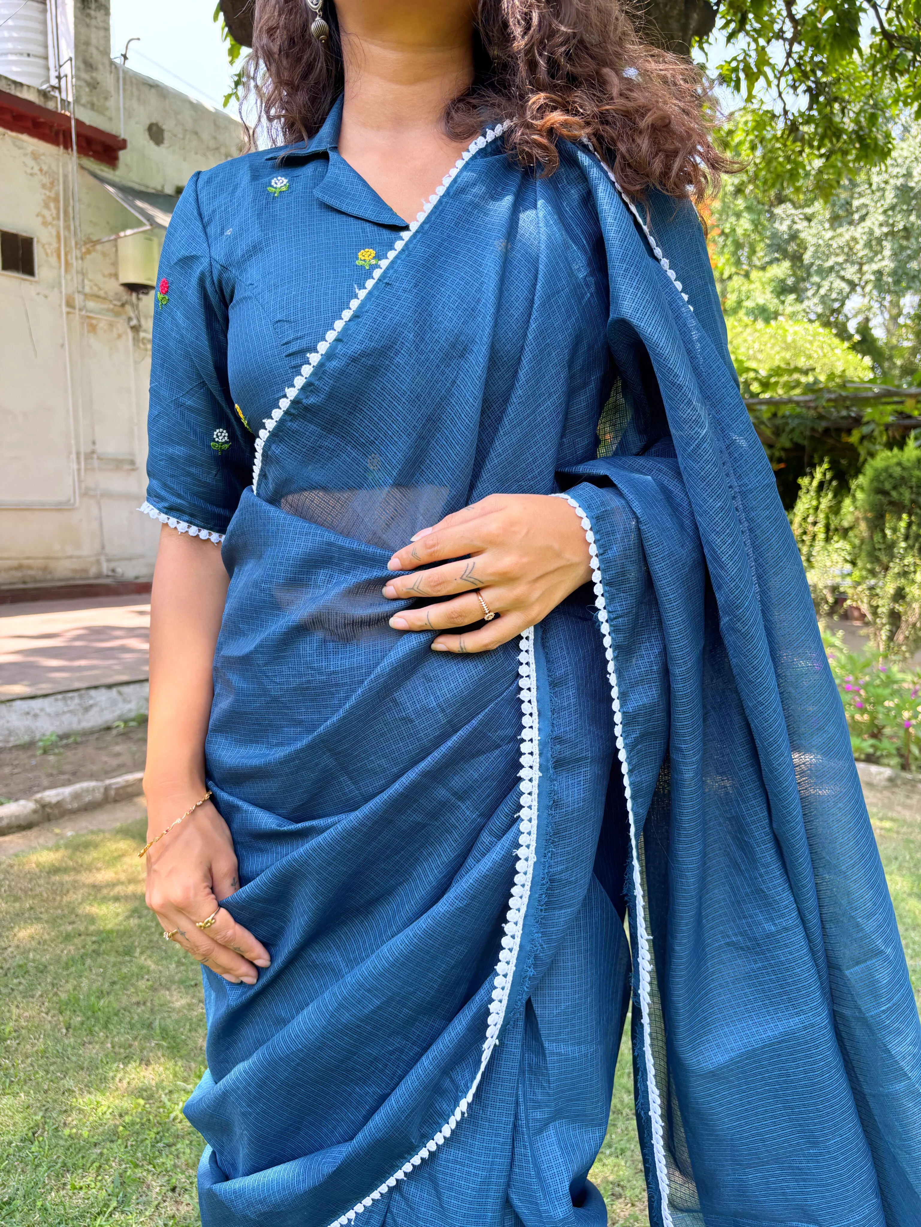 Janhavi Embroidered Kota Saree - Image 7