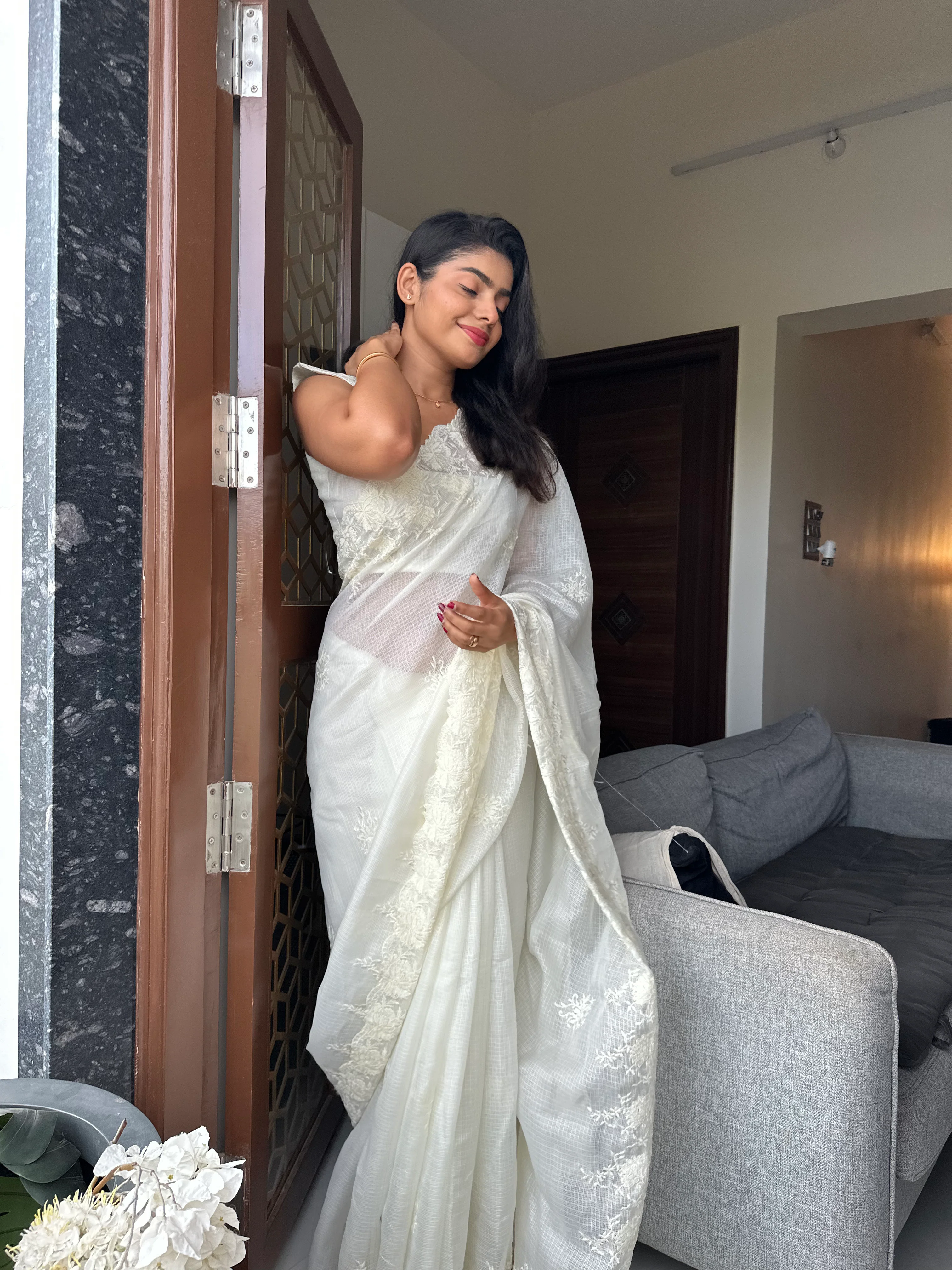 Kiara White Cutwork Saree - Image 6