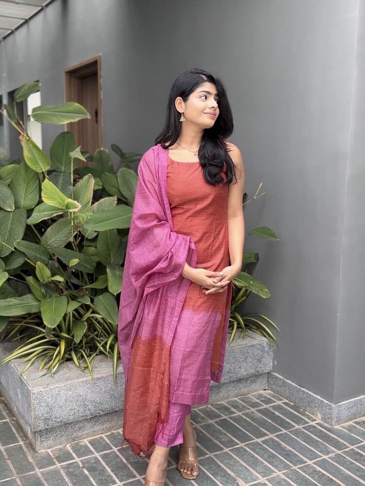Lady In Pink Stitched Suit Set
