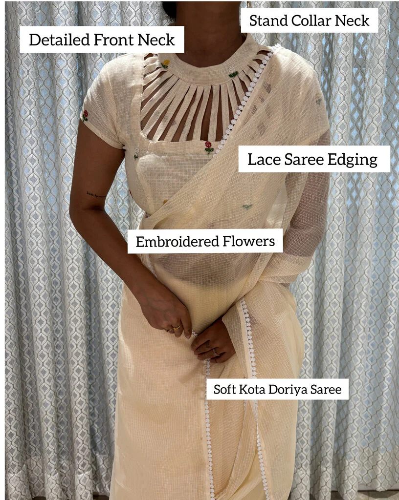 Lorelai Embroidered Kota Saree Blouse - Image 4