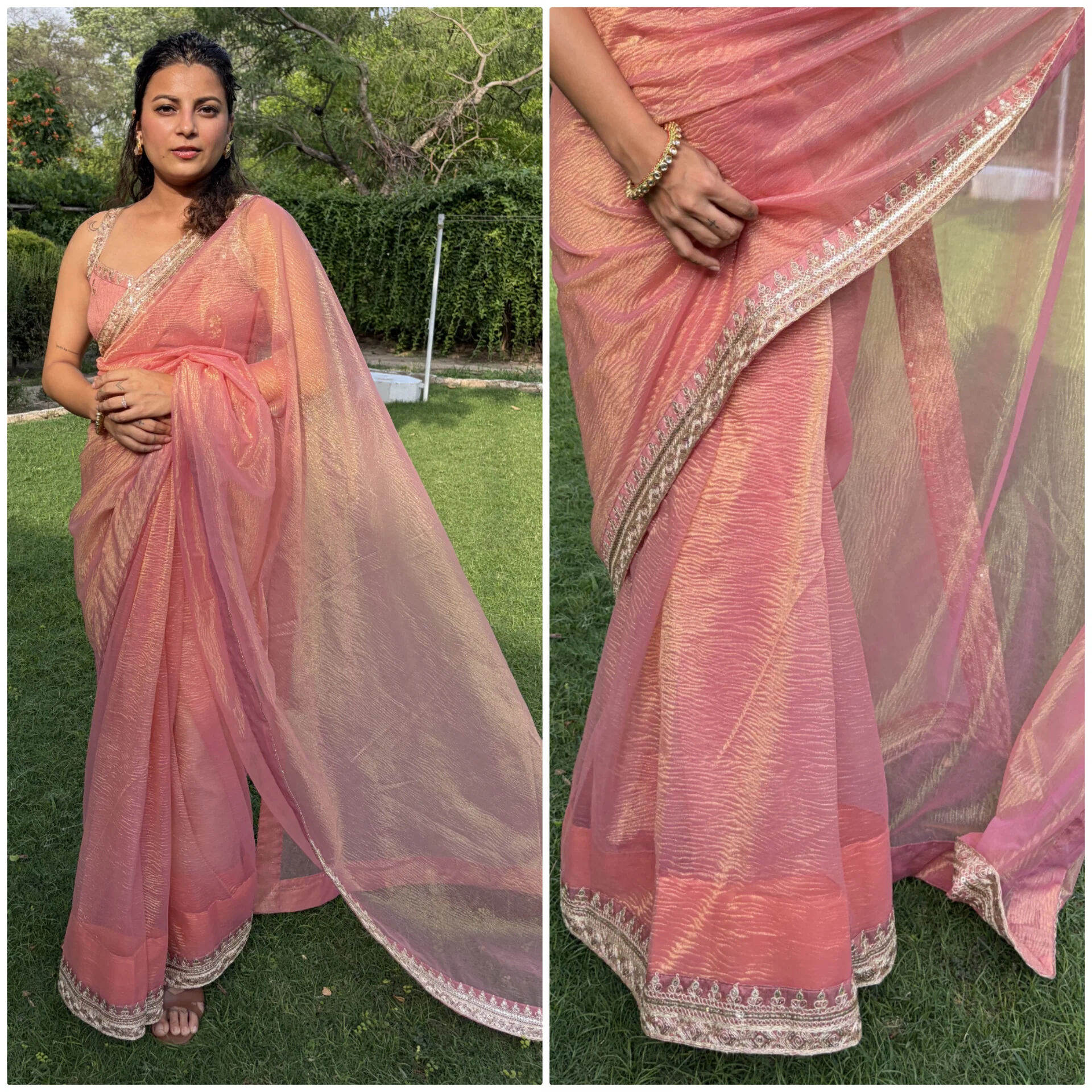 Madhuri Tissue Crush Saree - Image 2