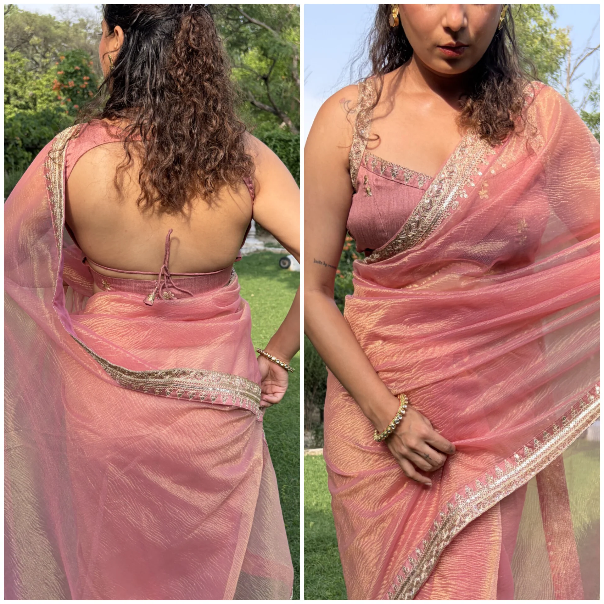 Madhuri Tissue Crush Saree - Image 3