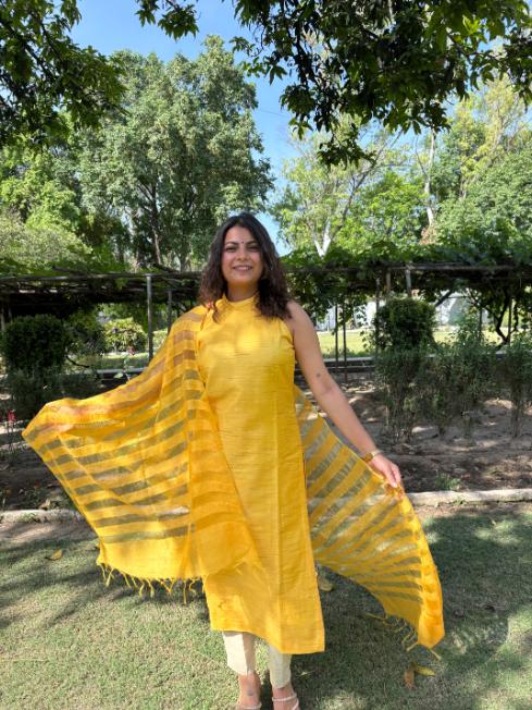 Manya Yellow Stitched Suit