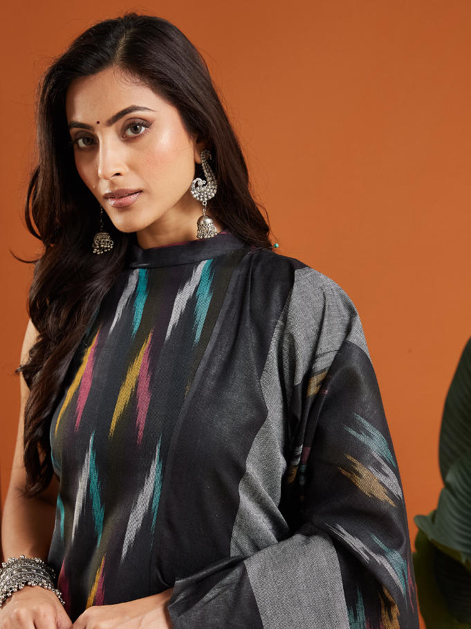 Naisha Cotton Ikkat Stitched Suit Set - Image 2