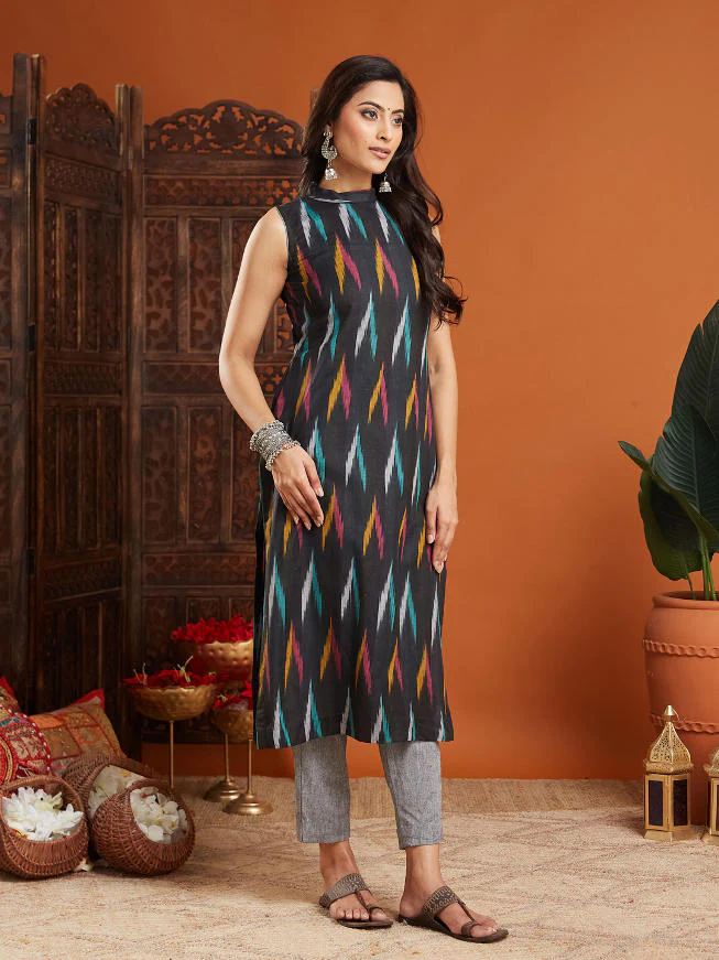 Naisha Cotton Ikkat Stitched Suit Set - Image 7