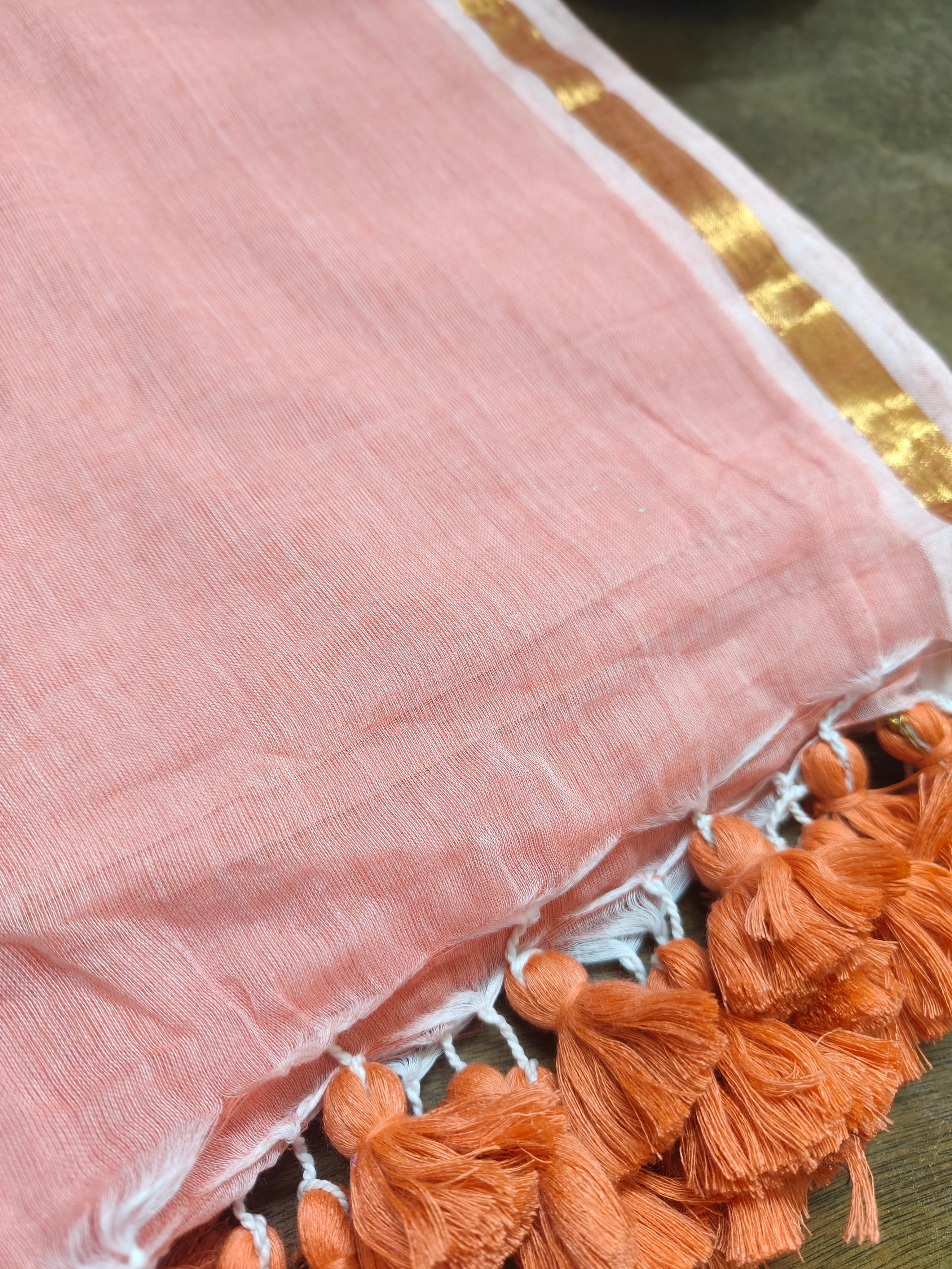 Peach Love Mul Saree - Image 3