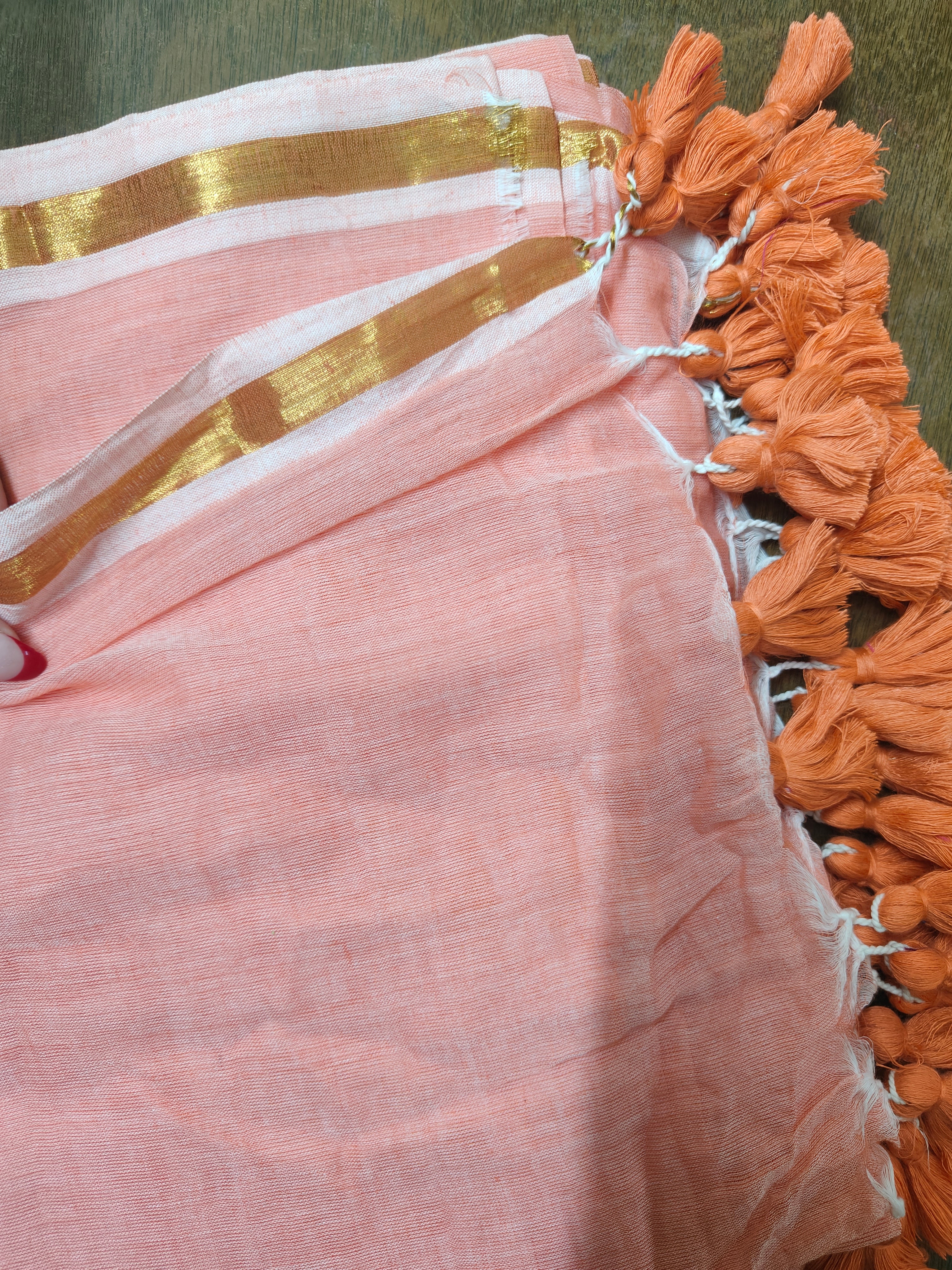Peach Love Mul Saree - Image 4