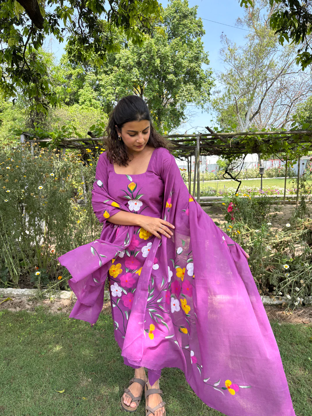 Rashmika Hand Painted Unstitched Suit Set - Image 2
