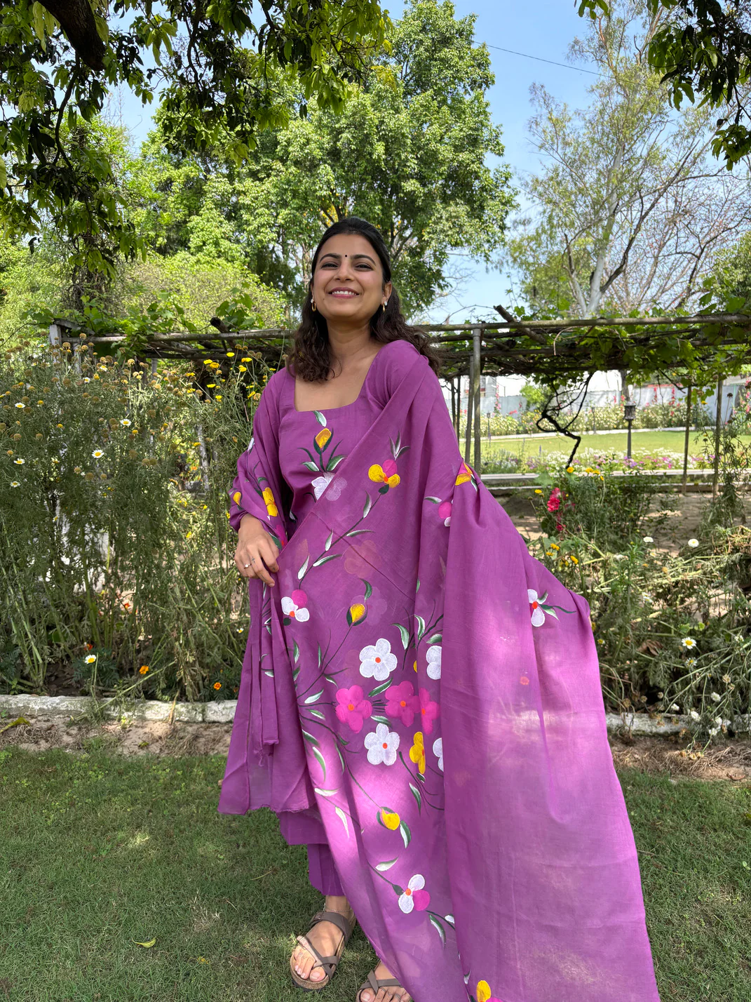 Rashmika Hand Painted Unstitched Suit Set - Image 4