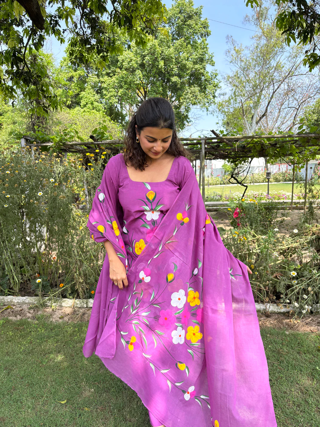 Rashmika Hand Painted Unstitched Suit Set - Image 5