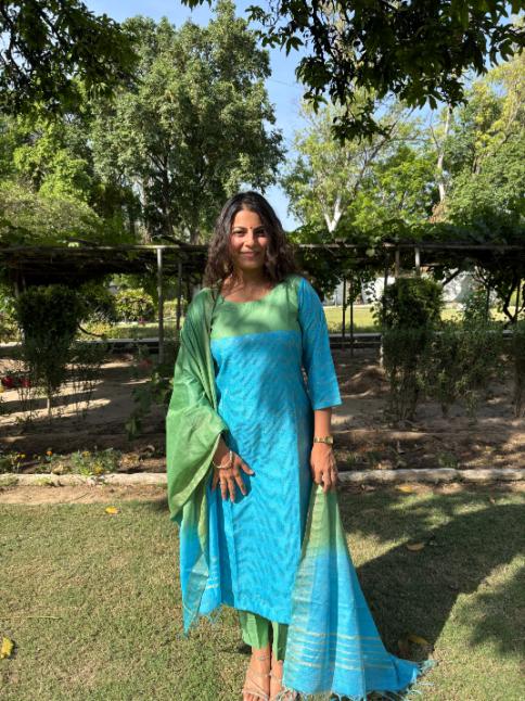 Sky Green Jute Silk Suit