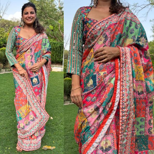 Starlit Designer Crepe Saree - Image 7