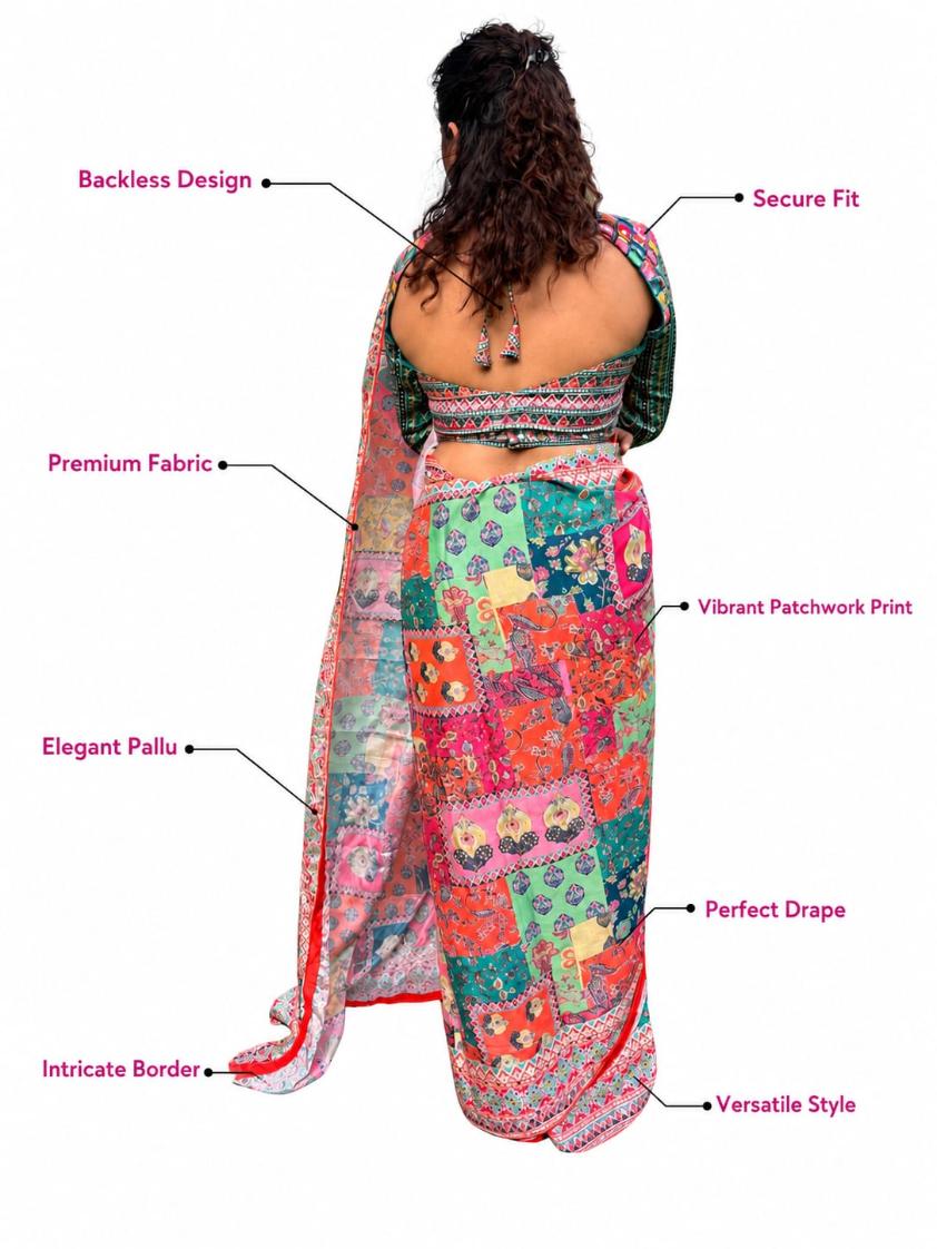 Starlit Designer Crepe Saree - Image 8